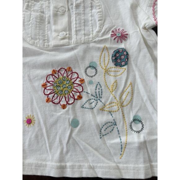 Catimini 3A Girls White w/Multicolored Embroidered Tee Shirt - Picture 3 of 9